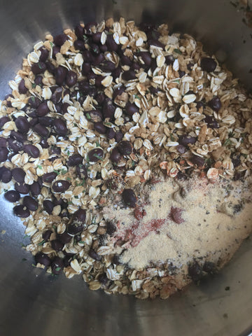 oats, black beans, soy sauce, vegan, garden burger