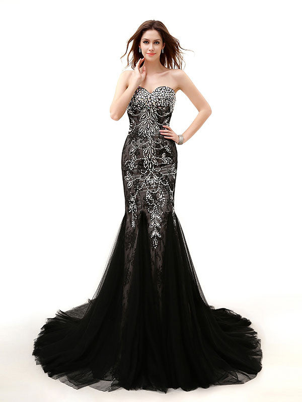 Strapless Black Jeweled Lace Formal Evening Dress Jojo Shop 