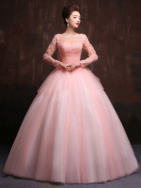 pink gown long sleeve