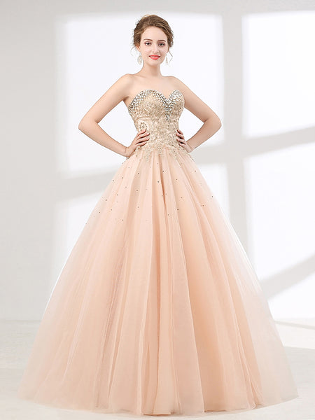 strapless blush gown