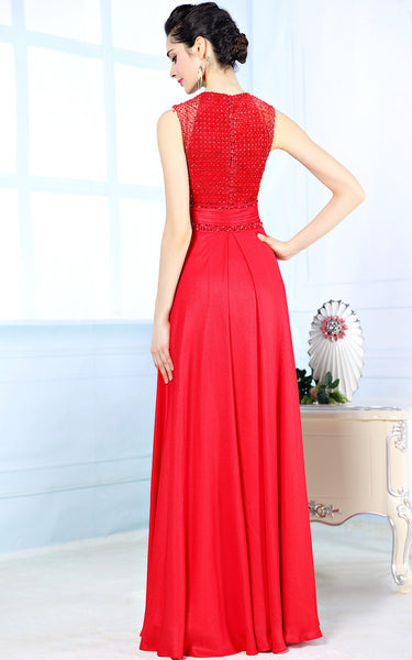 Red Modest Formal Prom Evening Dress Jojo Shop 7852