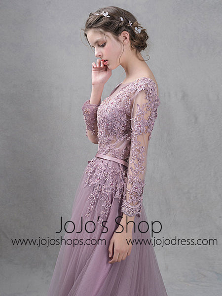 dusty purple lace dress