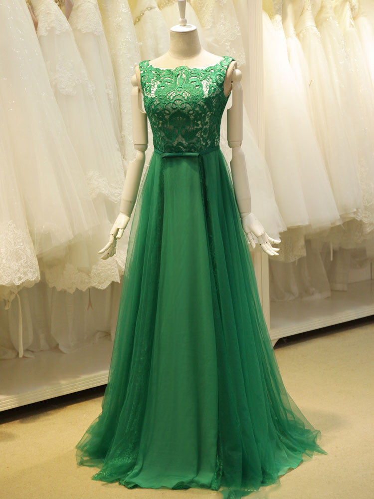 Modest Green Long Lace Formal Evening Dress Jojo Shop 7076