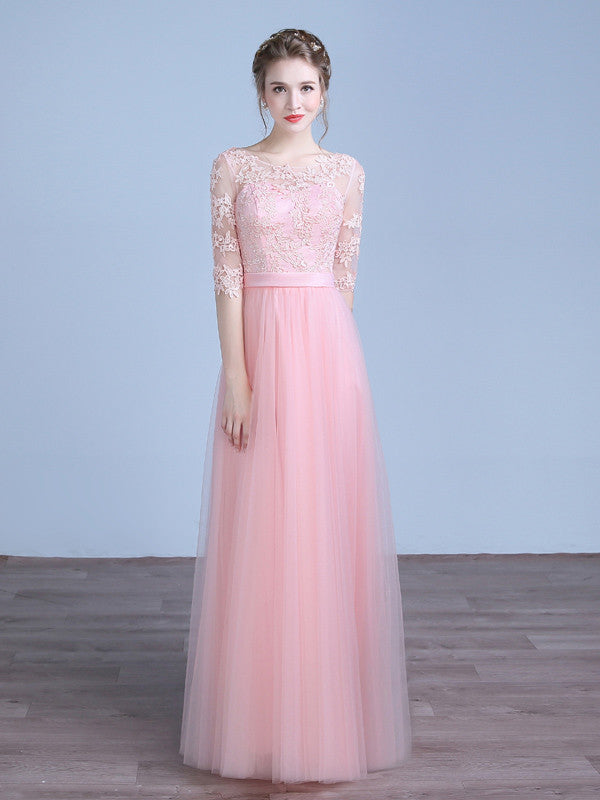 pink floor length gown