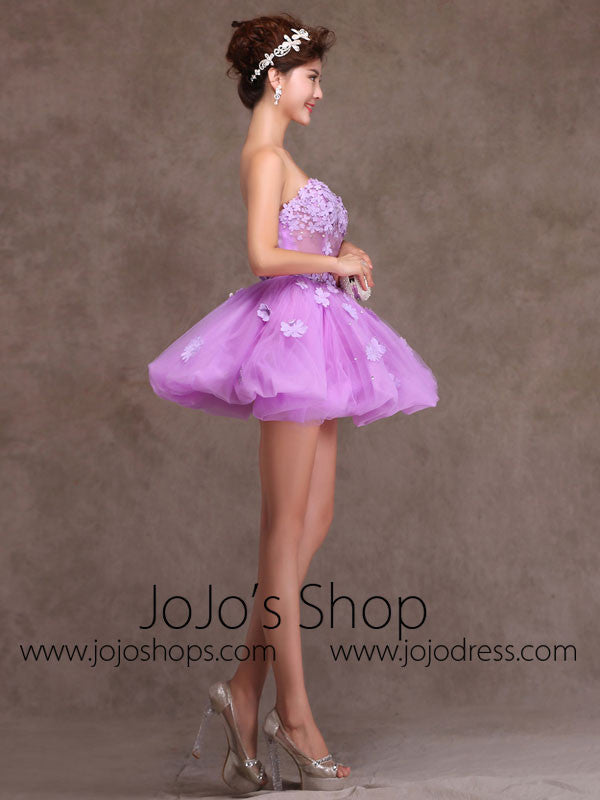 Purple Strapless Tutu Ballerina Short Prom Dress Party Dress Cocktail Jojo Shop 9543
