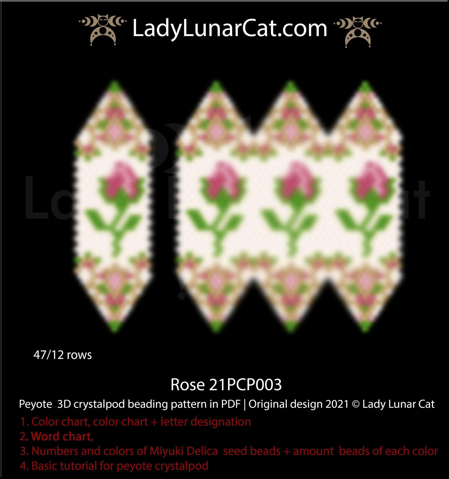 Copy of 3d peyote pod pattern or crystalpod pattern for beading Spring Dream 21PCP001 LadyLunarCat