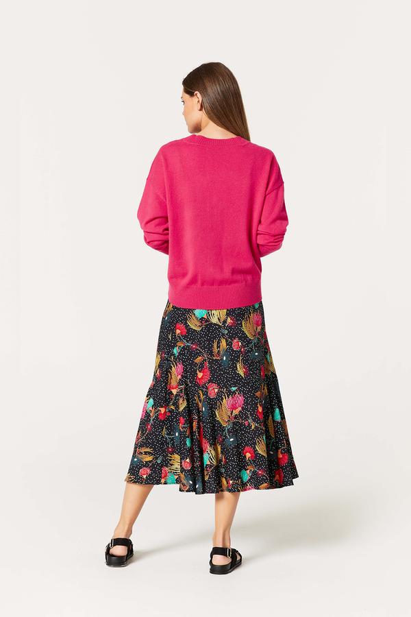Cable Cashmere Cardigan - Raspberry