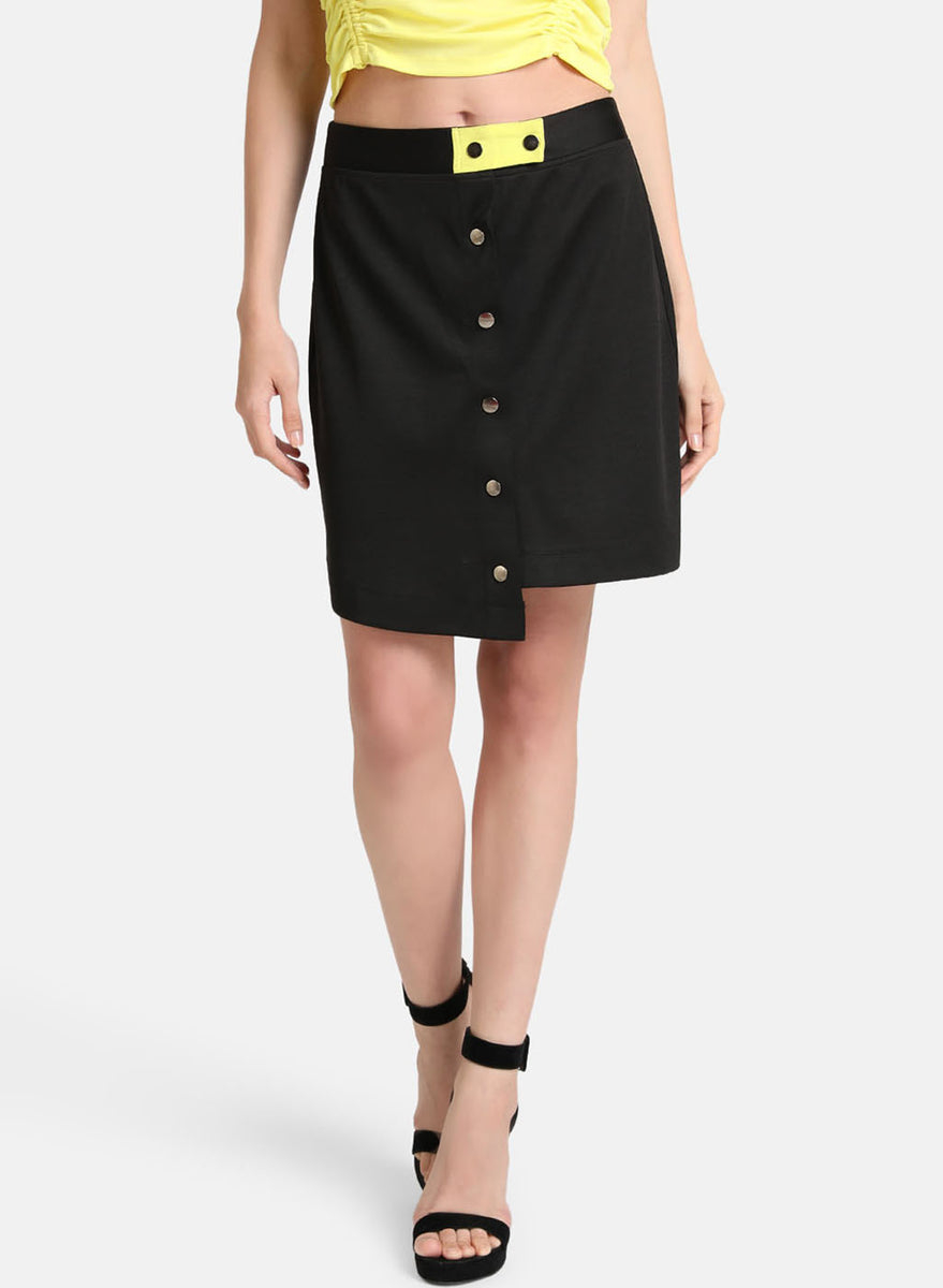 asymmetric button down skirt