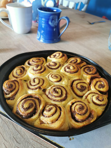 Almond & Chocolate Brunch Rolls made from Jus Rol Croissant Pastry on a dining table set for brunch