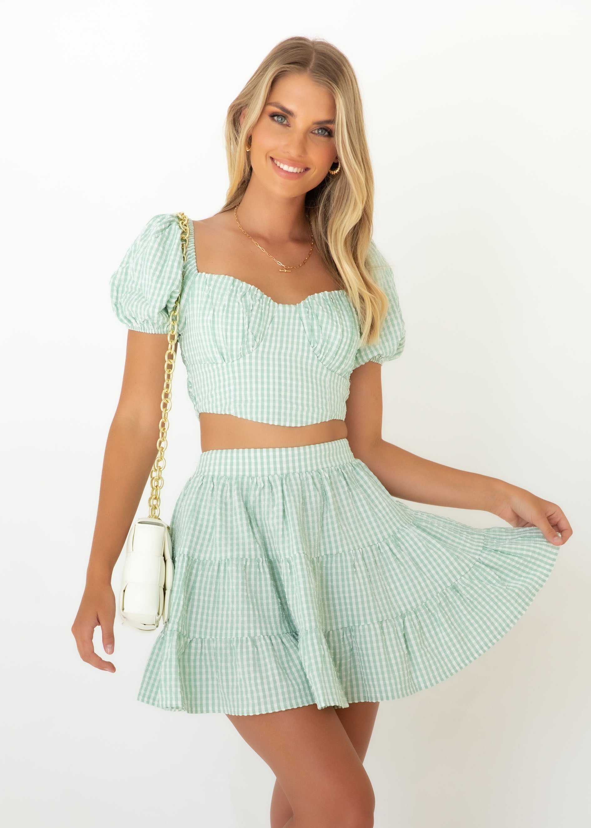 Danni Skirt - Mint Check