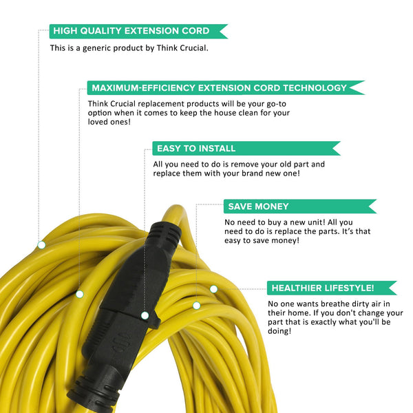 Heavy Duty and Flexible for Indoor/Outdoor Use Durable 100 Foot Extension Cord 12/3 300V SJT by Think Crucial Heavy Duty and Flexible for Indoor/Outdoor Use Durable 100 Foot Extension Cord 12/3 300V SJT by Think Crucial