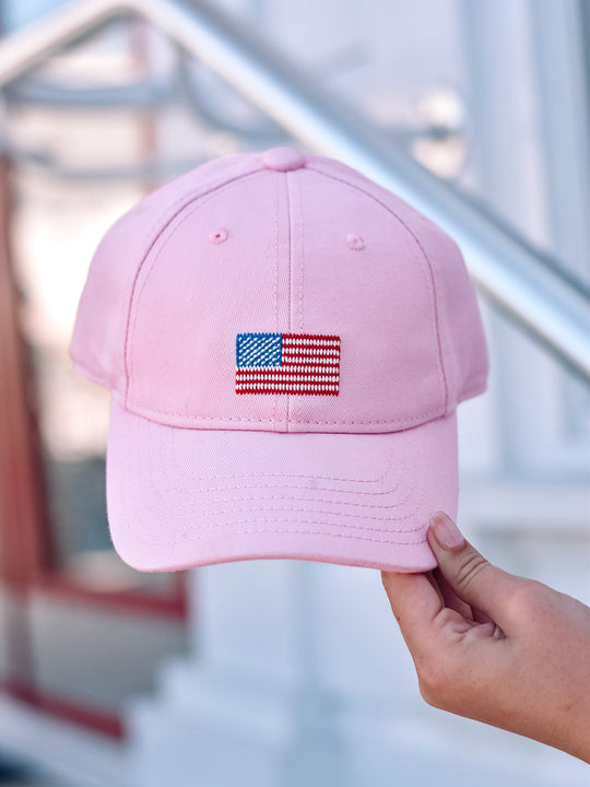 Youth Light Pink American Flag Hat