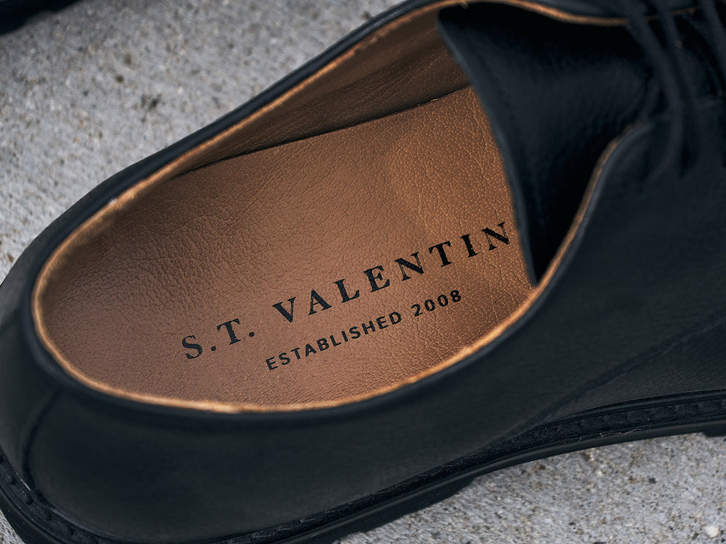 S.T. VALENTIN Lightweight Derby Shoe i Sort læder