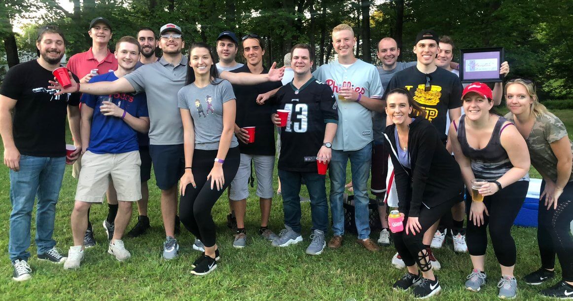 Testicular cancer survivor Joey Berardi with friends