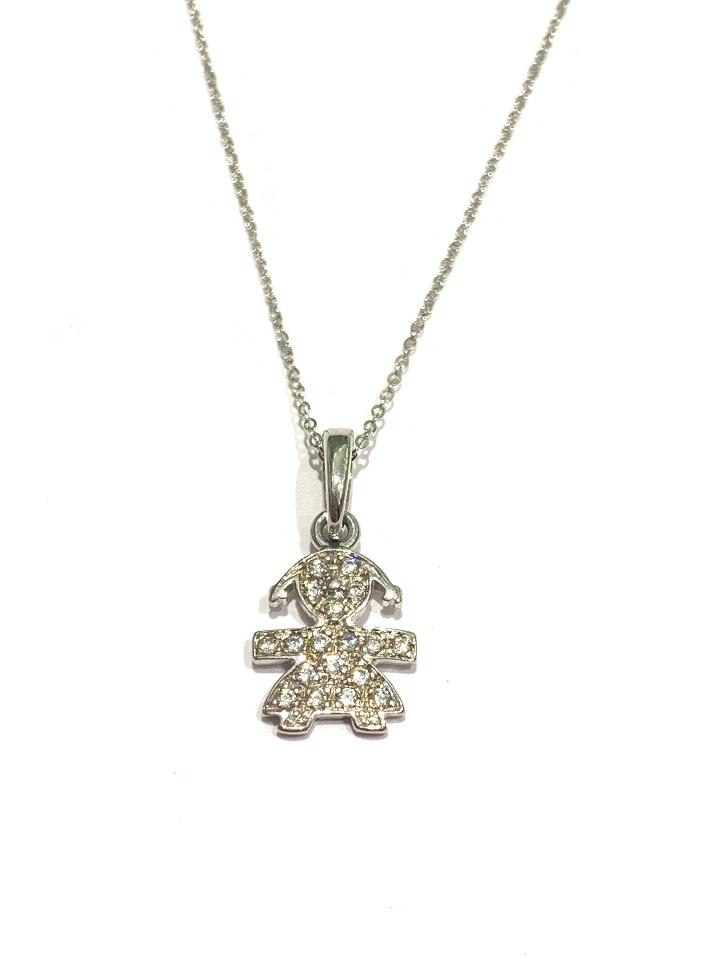 Collana oro bianco 9kt con bimba/bimbo