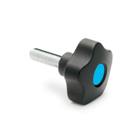 970081-C5 VCT.74 p-3/8-16x1-C5 Elesa Blue Lobe Knob w/ Steel Threaded Stud 3/8-16 x 1"