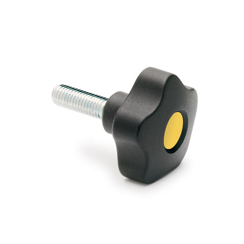 970083-C4 VCT.74 p-1/2-13x1.1/4-C4 Elesa Yellow Lobe Knob w/ Steel Threaded Stud 1/2-13 x 1-1/4"