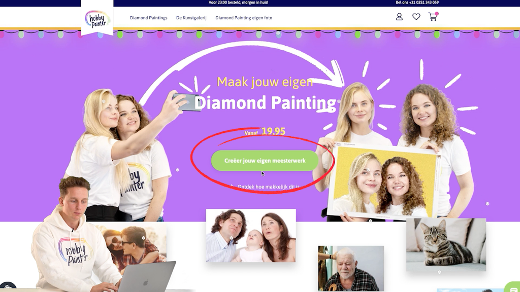 custom diamond painting klik op de knop