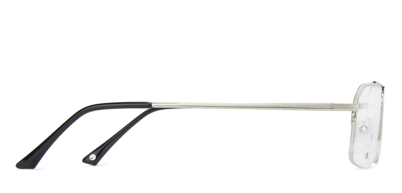 Silver Rectangle Half Rim Unisex Eyeglasses by John Jacobs-144919