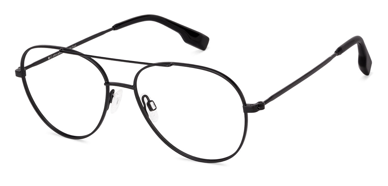 Black Aviator Full Rim Narrow Unisex Eyeglasses by John Jacobs-130060