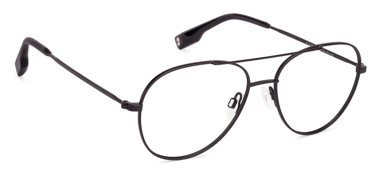 Black Aviator Full Rim Narrow Unisex Eyeglasses by John Jacobs-130060