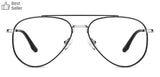 Black Aviator Full Rim Unisex Eyeglasses by John Jacobs Computer Glasses-141709
