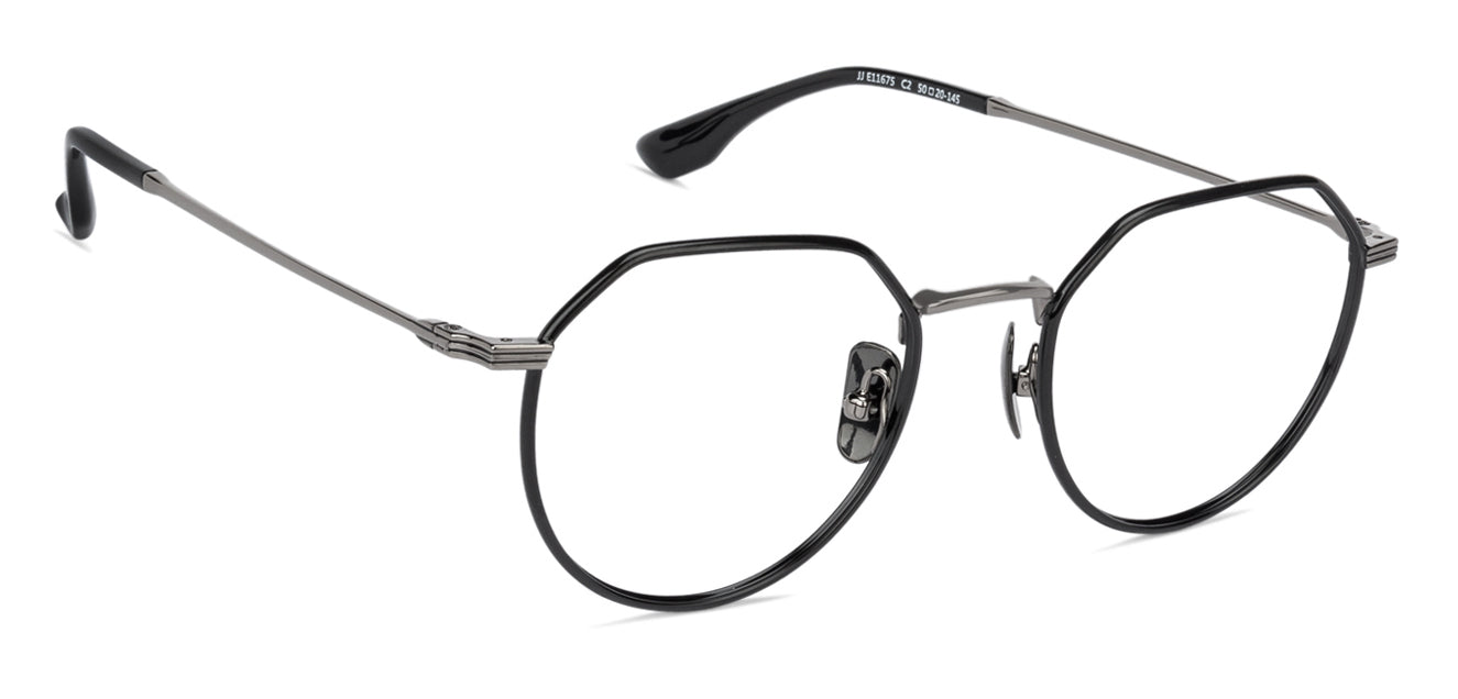 Black Hexagonal Full Rim Unisex Eyeglasses by John Jacobs Computer Glasses-141861