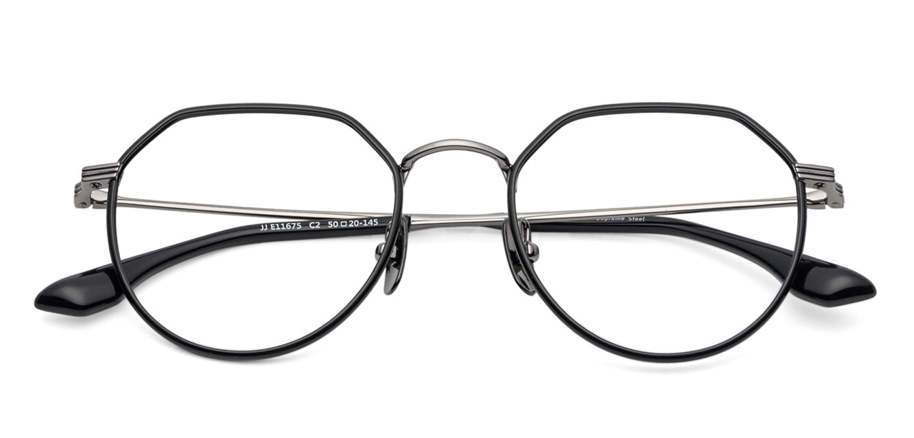 Black Hexagonal Full Rim Unisex Eyeglasses by John Jacobs Computer Glasses-141861