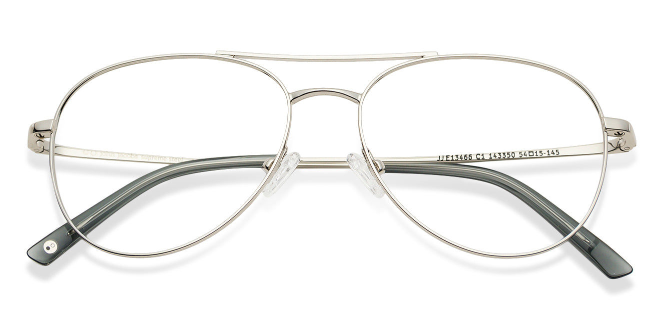 Silver Aviator Full Rim Unisex Eyeglasses by John Jacobs-143350