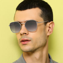 Load image into Gallery viewer, Silver Hexagonal Full Rim Unisex Sunglasses by John Jacobs-134942