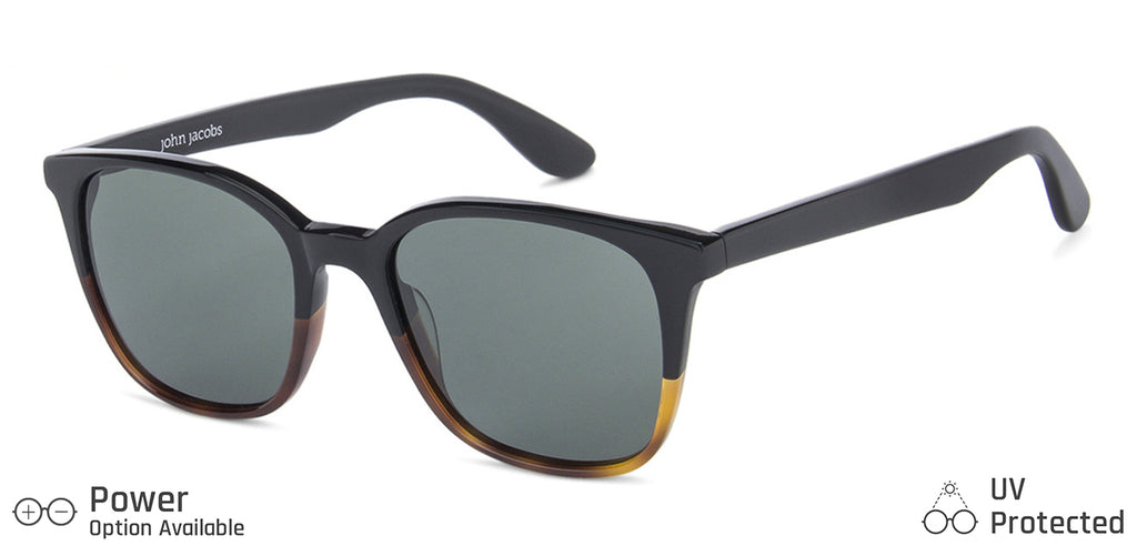 Black Wayfarer Full Rim Unisex Sunglasses by John Jacobs-140633