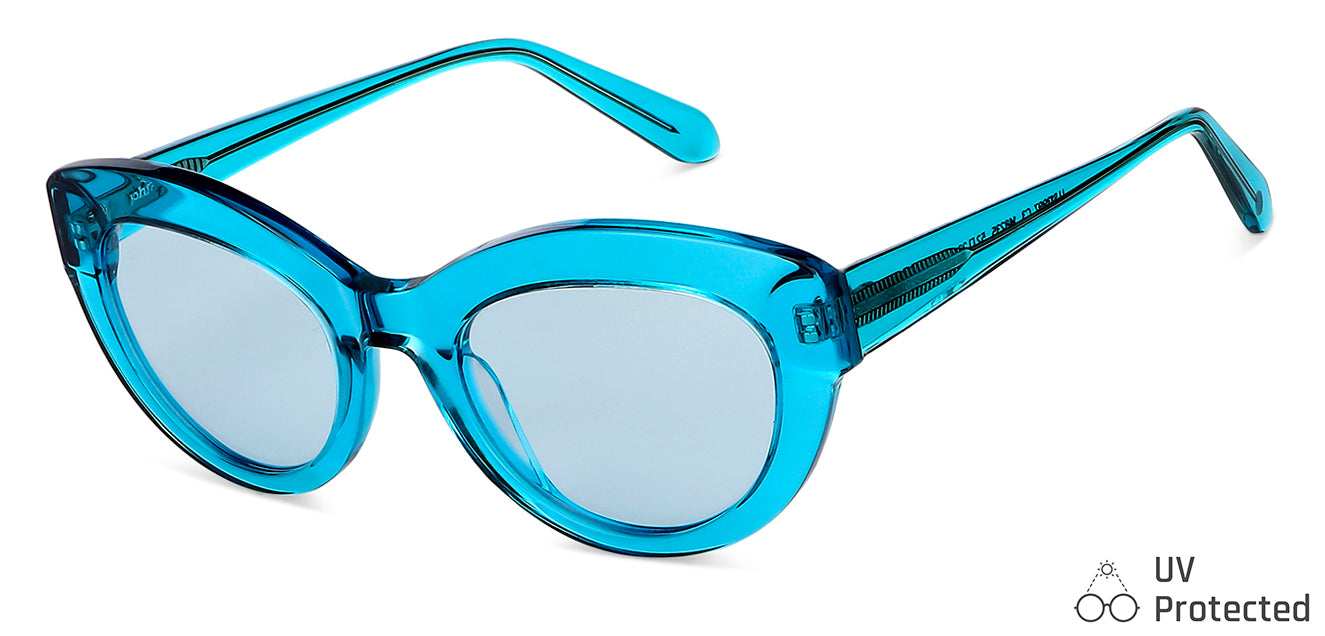 Sky Blue Cat Eye Full Rim Women Sunglasses by John Jacobs-148235
