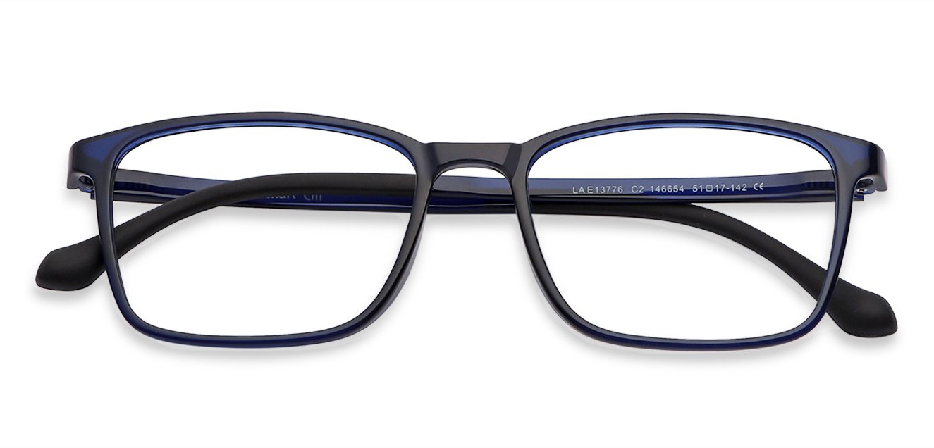 Blue Rectangle Full Rim Unisex Eyeglasses by Lenskart Air LA-146654