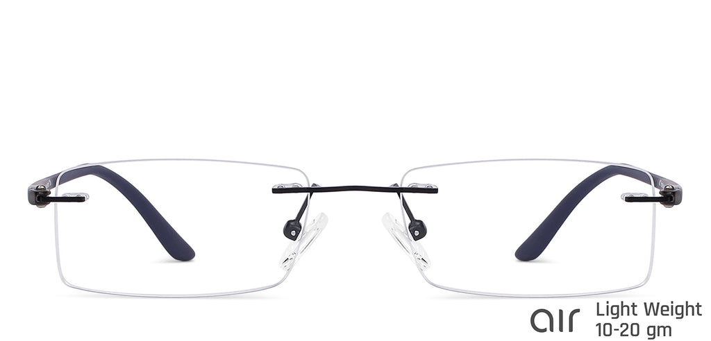 Black Rectangle Rimless Extra Narrow Unisex Eyeglasses by Lenskart Air-146804