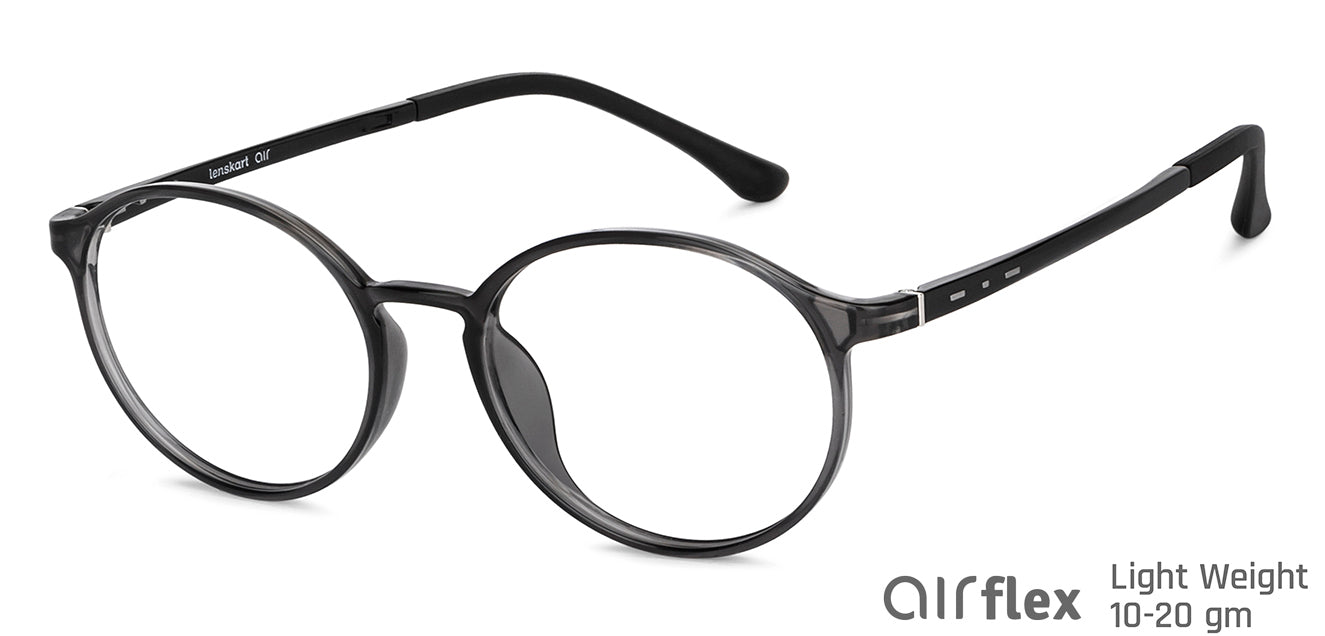Grey Round Full Rim Unisex Eyeglasses by Lenskart Air-148366