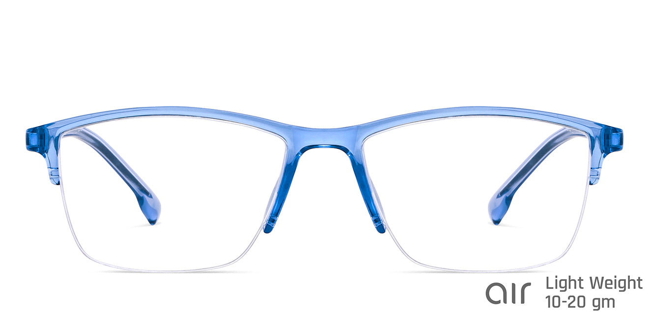 Blue Rectangle Half Rim Unisex Eyeglasses by Lenskart Air-149307
