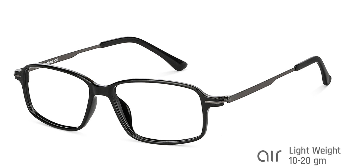 Black Rectangle Full Rim Medium Unisex Eyeglasses by Lenskart Air-146841