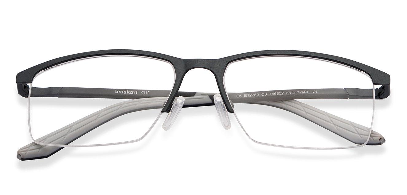 Grey Rectangle Half Rim Unisex Eyeglasses by Lenskart Air-146852