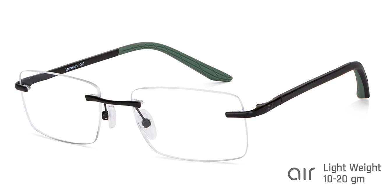 Black Rectangle Rimless Unisex Eyeglasses by Lenskart Air-148377