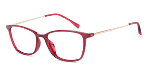Red Rectangle Full Rim Unisex Eyeglasses by Lenskart Air Computer Glasses-147899