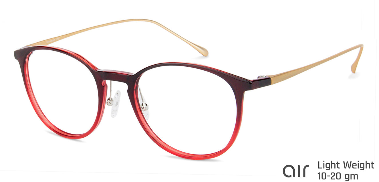 Red Round Full Rim Extra Wide Unisex Eyeglasses by Lenskart Air-138036