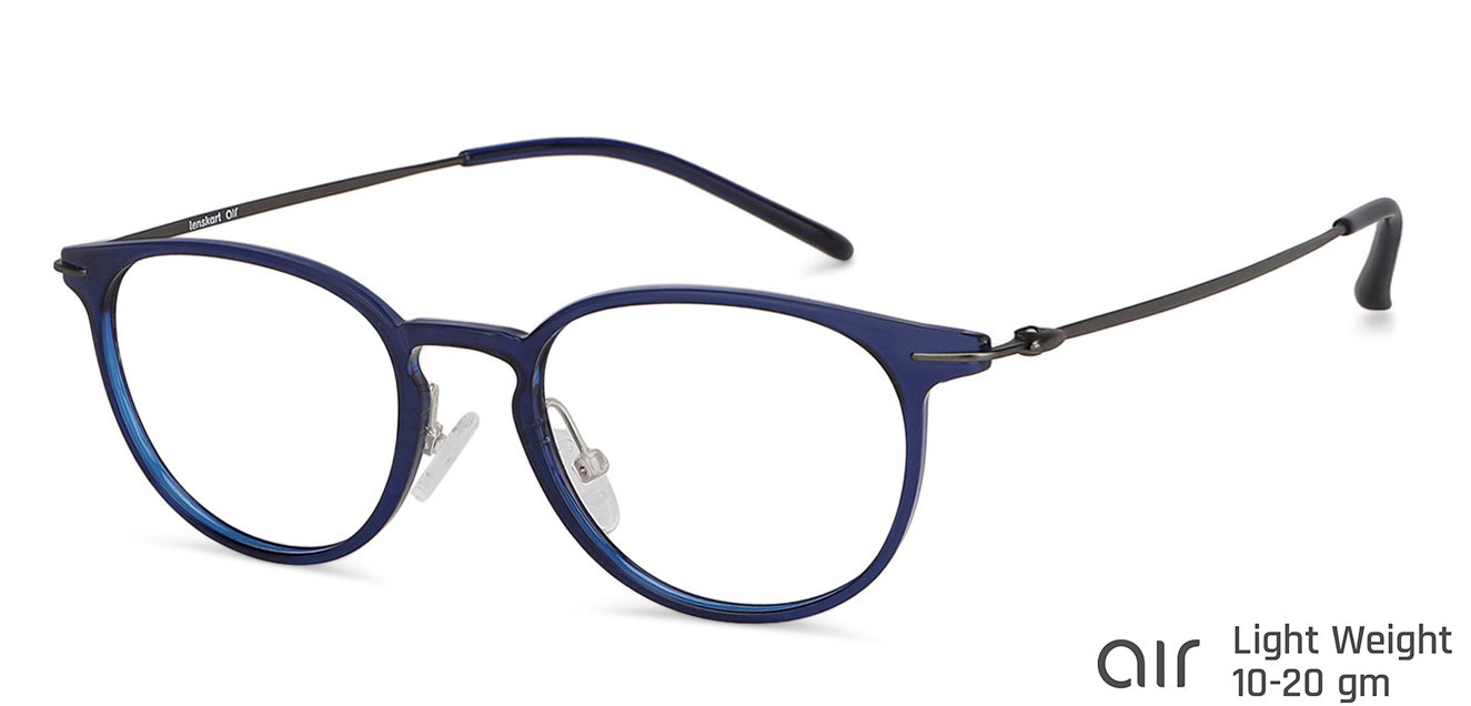 Blue Round Full Rim Unisex Eyeglasses by Lenskart Air Computer Glasses-147893