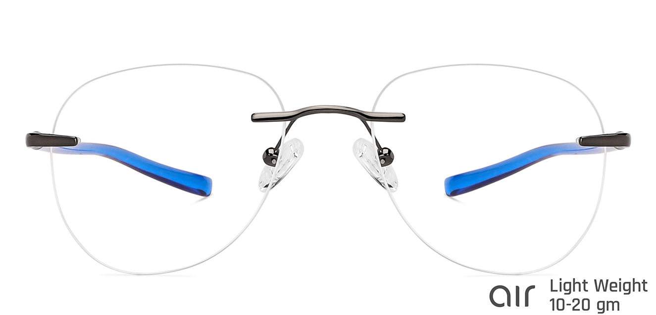 Grey Aviator Rimless Unisex Eyeglasses by Lenskart Air Computer Glasses-147902