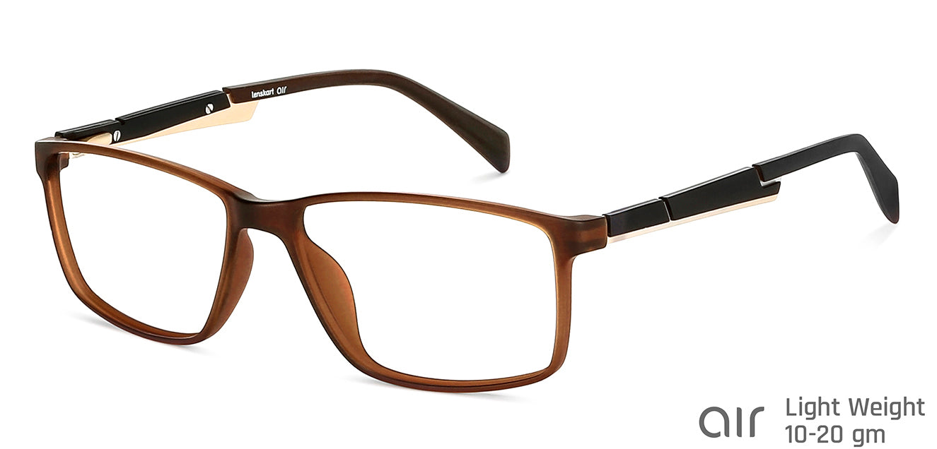 Brown Rectangle Full Rim Unisex Eyeglasses by Lenskart Air Computer Glasses-144240