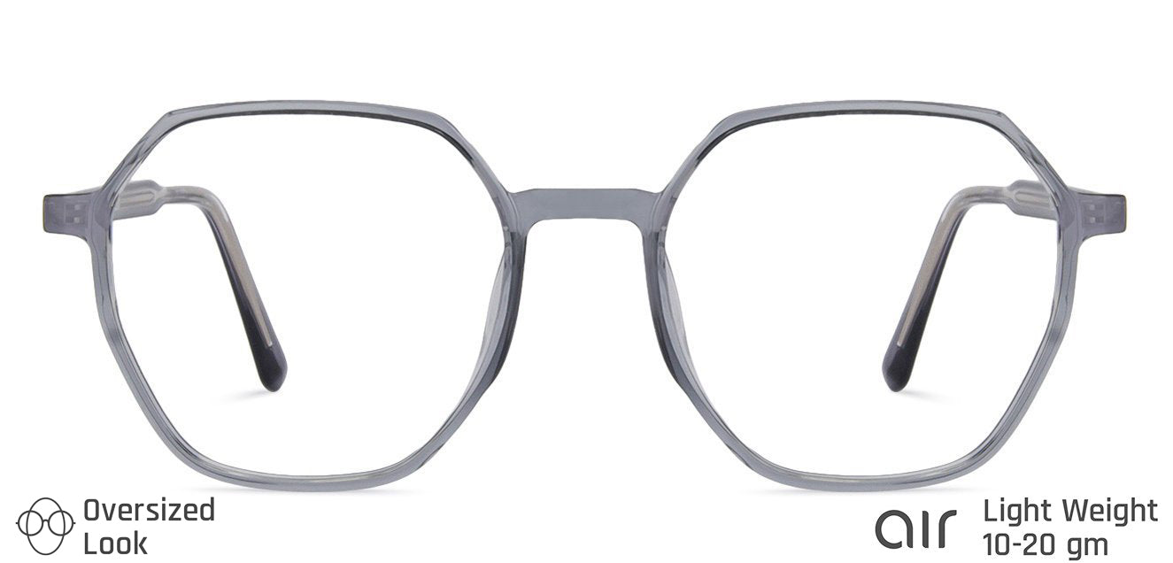 Grey Hexagonal Full Rim Unisex Eyeglasses by Lenskart Air LA-146014