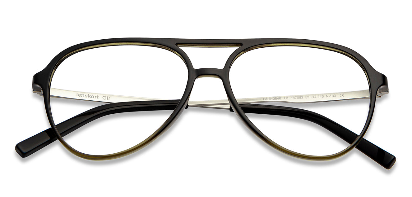 Black Aviator Full Rim Unisex Eyeglasses by Lenskart Air-147083
