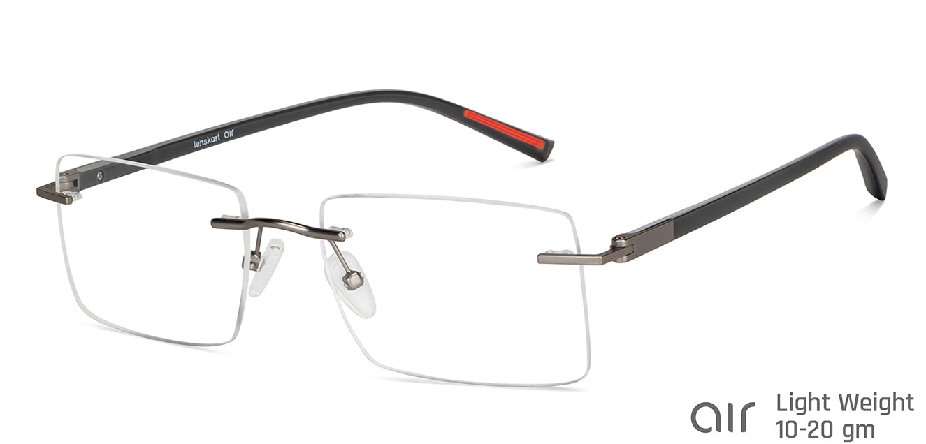 Gunmetal Rectangle Rimless Unisex Eyeglasses by Lenskart Air-147100
