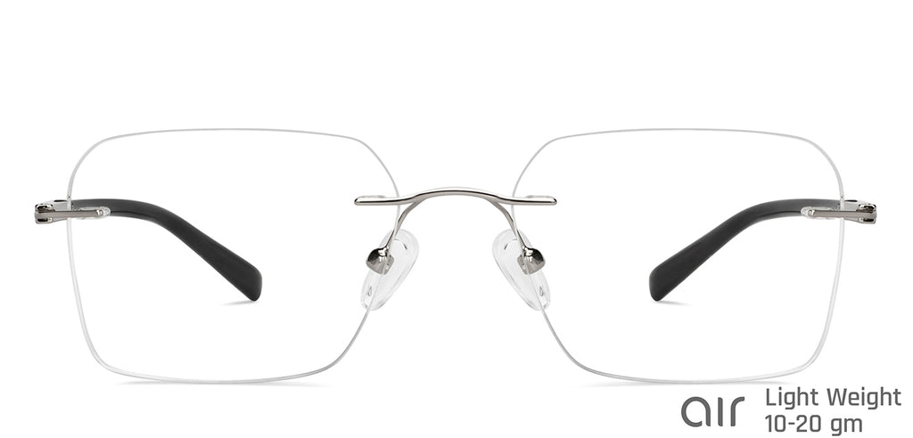 Silver Rectangle Rimless Unisex Eyeglasses by Lenskart Air-147101