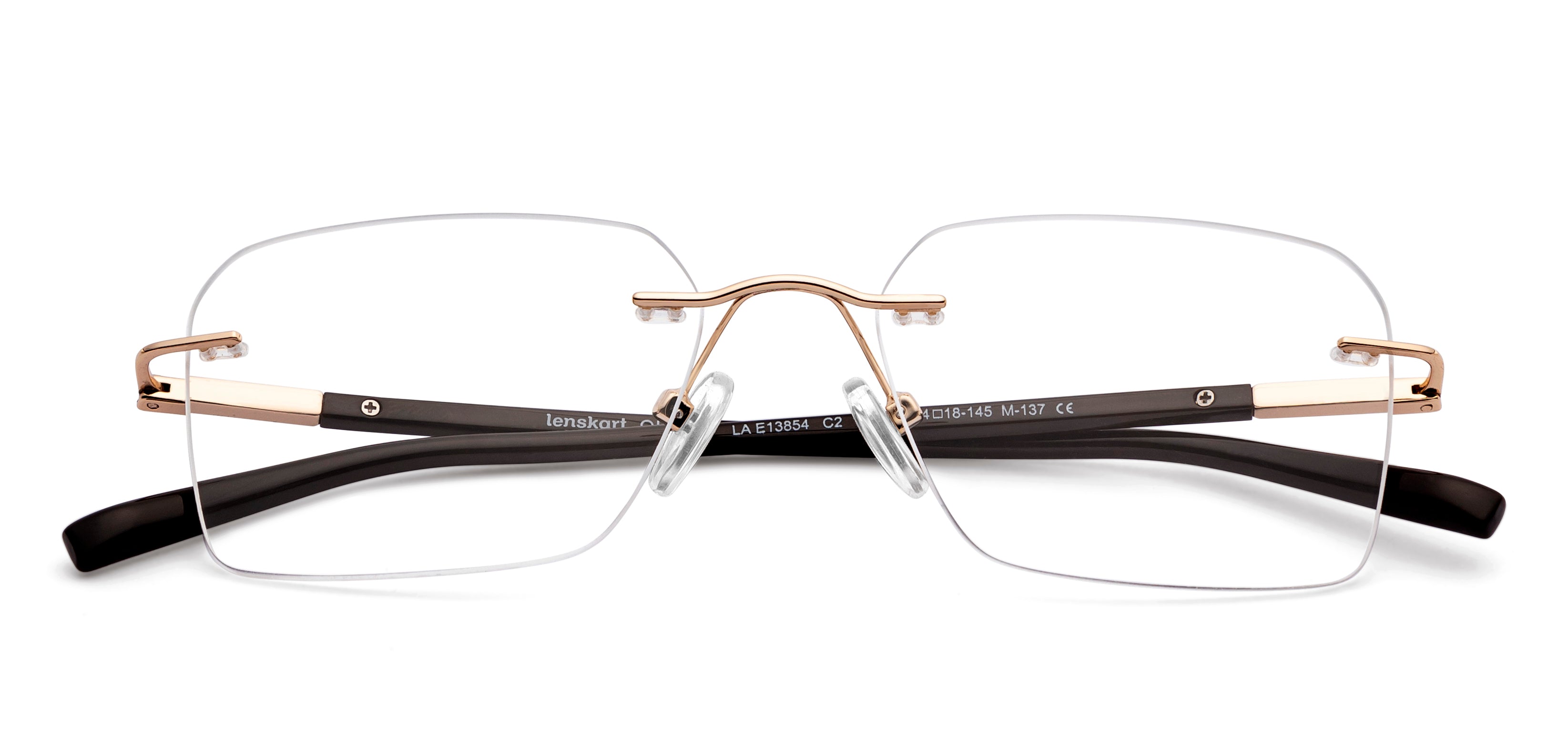 Gold Rectangle Rimless Unisex Eyeglasses by Lenskart Air-147102
