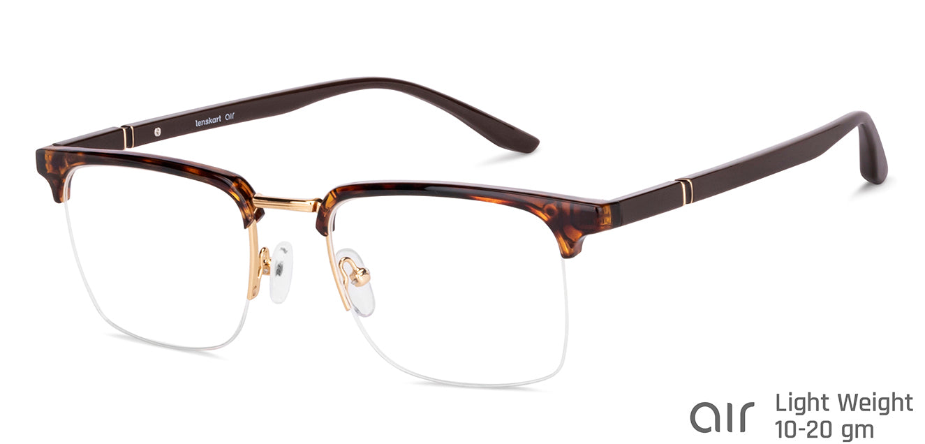 Brown Rectangle Half Rim Unisex Eyeglasses by Lenskart Air-147110